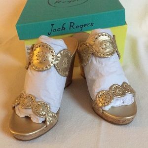 Gold Jack Rogers Luccia Wedges NIB